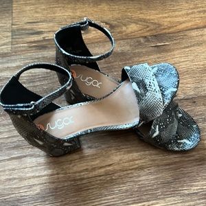 Python chunky low heels